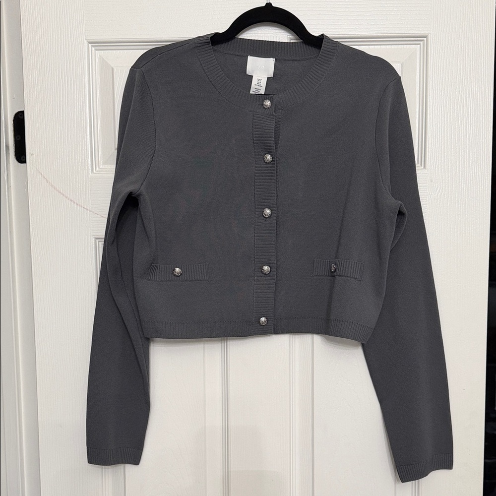 H&M Charcoal Button-Up Women's Cardigan